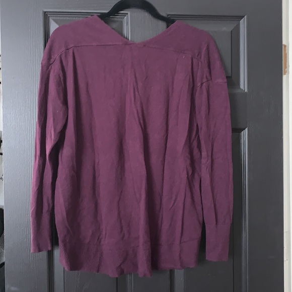 Small Express Plum V Neck Sweater - Picture 3 of 3